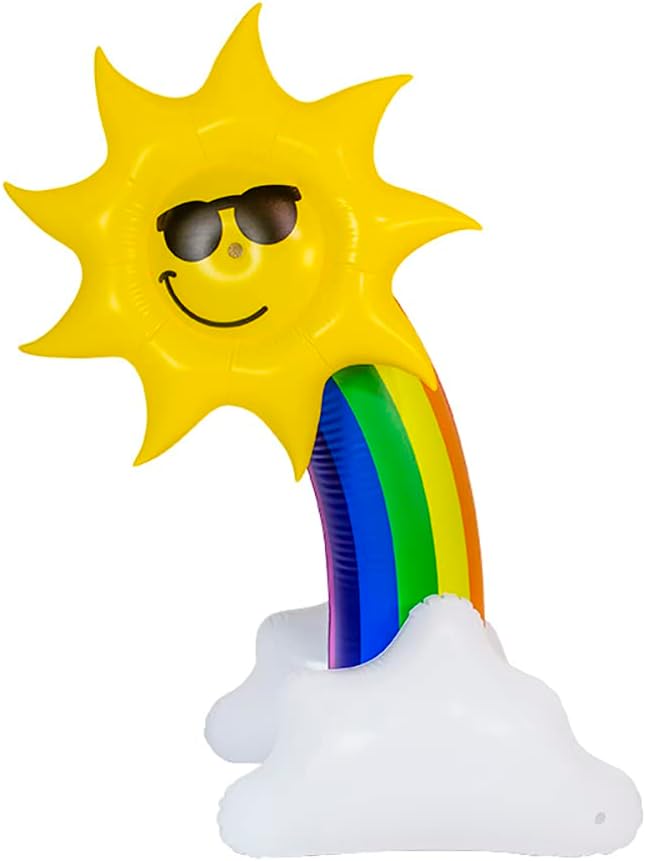 PoolCandy Inflatable Rainbow - Five Foot Tall Giant Sun Shower Sprinkler - Summer Fun All Ages.