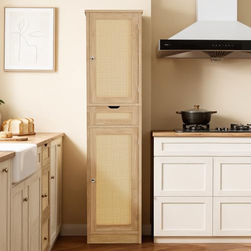 66.9" Tall Bathroom Storage Cabinet with 2 Doors & 1 Drawer