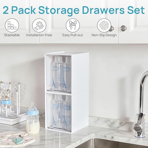 White Stackable Storage Drawers (2 Count)