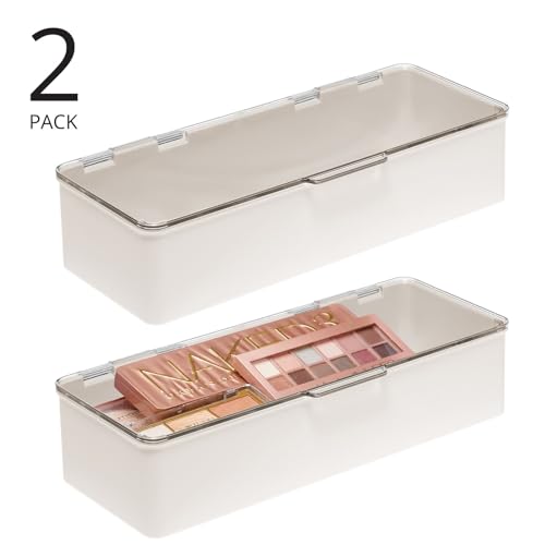 Long Plastic Cosmetic Storage Organizer Box Containers (2 Count)