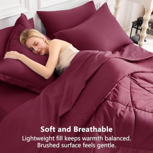 Oversized King Size Comforter Set Burgundy