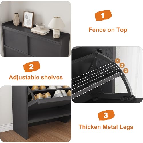 Shoe Cabinet with 4 Flip Drawers