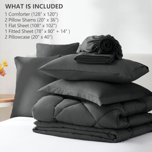 Super King Plus Comforter Set Dark Grey