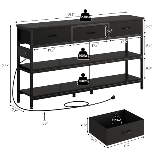 Entryway Table with Outlets