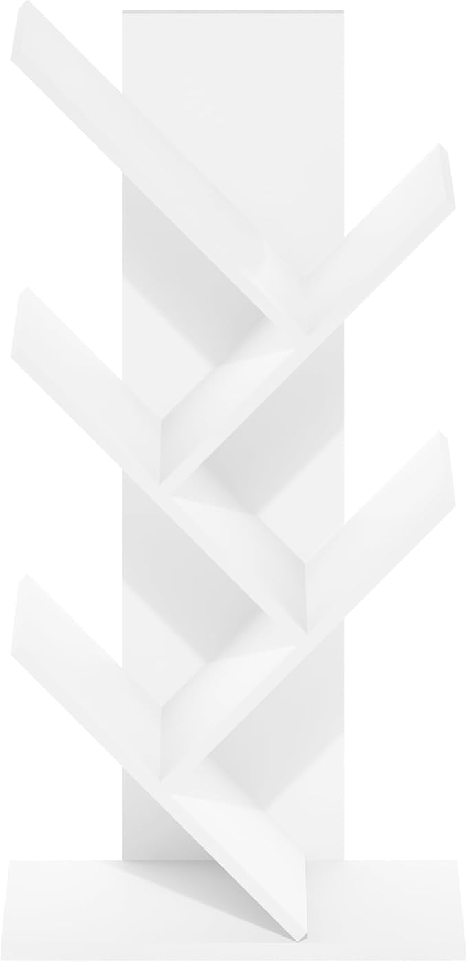 Furinno Tree Bookshelf 5-Tier Floor Standing Tree Bookcase, White