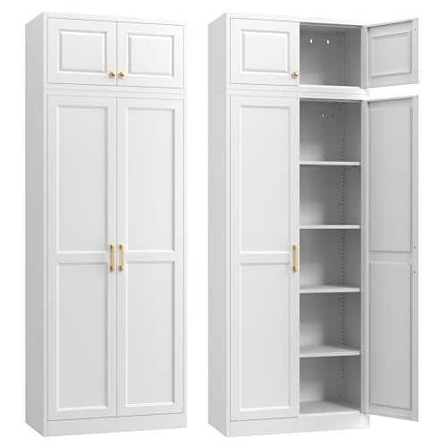 86"Metal Pantry Storage Cabinet with Doors & 4 Adjustable Shelves