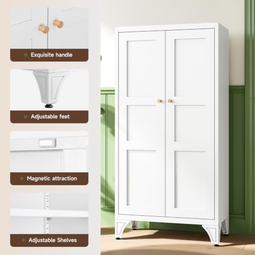 Metal Storage Cabinet with Doors and Shelves