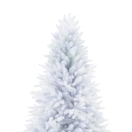 Bonnie 7 5ft White Christmas Tree with Lights Unique Colored Christmas Tree Prelit with 2193 Branch Tips 600 Warm Lights and Metal Stand Minimalistic Aritificial