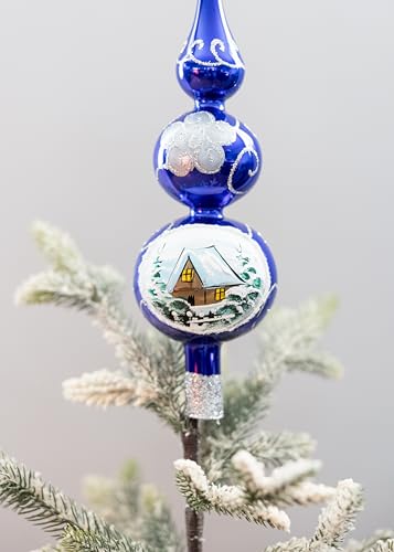 Tree Topper Mouth Blown Crystal Finial Tree Topper Traditional Tree Toppers Christmas Decorations Hand Decorated Made in Poland