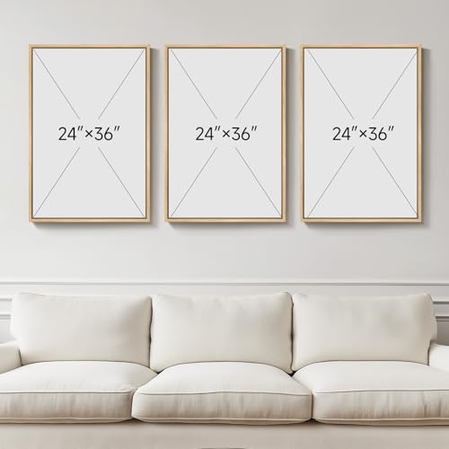 Large Framed Sage Green Abstract Landscape Wall Art for Living Room (3 Count)