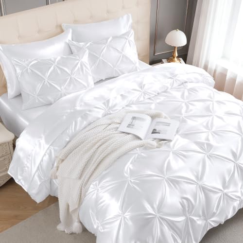 Satin Twin XL Comforter Set White