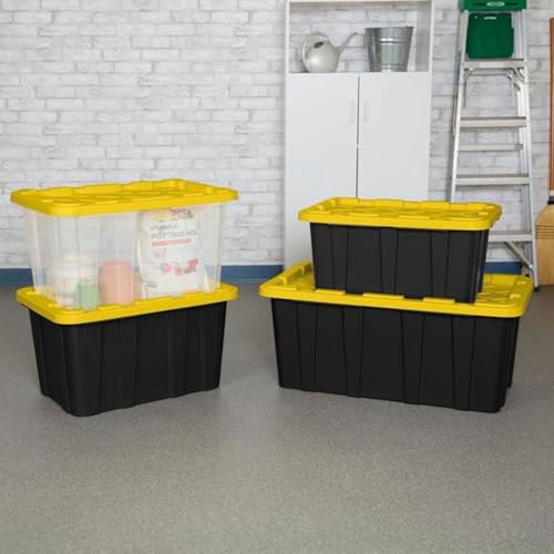 Industrial Storage Tote with Lids for Garage (4 Count)