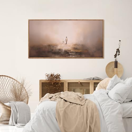 Jesus Good Shepherd Lost Sheep Framed Canvas Wall Art 40x20 Inch