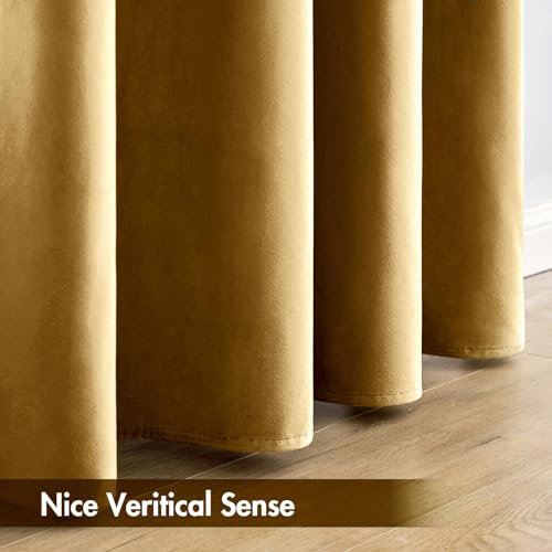 Golden Blackout Velvet Curtains Drapes 84 Inch Long 52"x84" Bedroom (2 Count)