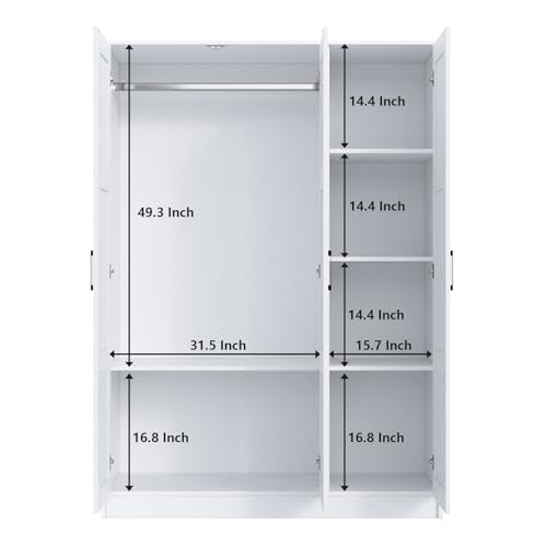 3 Doors Wooden Wardrobe Closet Armoire