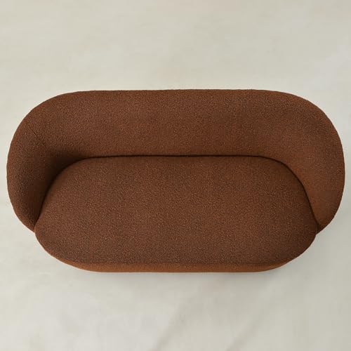 68" Boucle Loveseat Couch with 2 Swivel Barrel Chairs (3 Count)