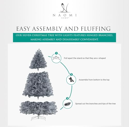 7.5ft Artificial Prelit Silver Christmas Tree