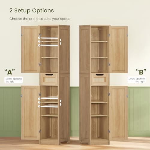 66.9" Tall Bathroom Storage Cabinet with 2 Doors & 1 Drawer