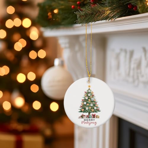 Gingerbread Cookie Mahjong Christmas Tree Ceramic Ornament Gifts