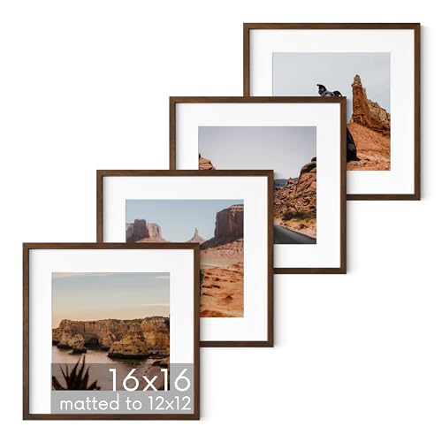 Walnut Square Frames Set of 4 (4 Count)