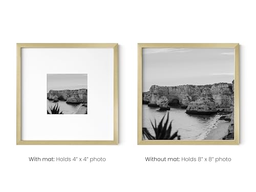 8x8 Gold Metal Picture Frames Matted to 4x4 (4 Count)