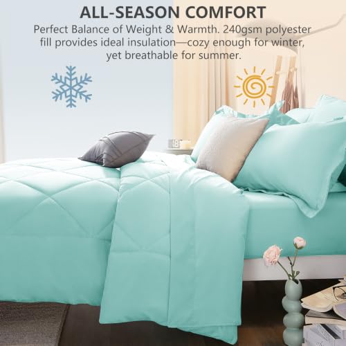 Oversized King Size Comforter Set Spa Blue