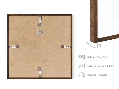 Walnut Oak Wood 8x8 Picture Frame Matted to 4x4