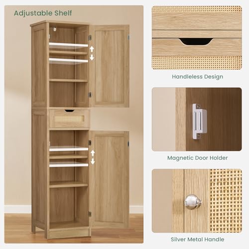66.9" Tall Bathroom Storage Cabinet with 2 Doors & 1 Drawer