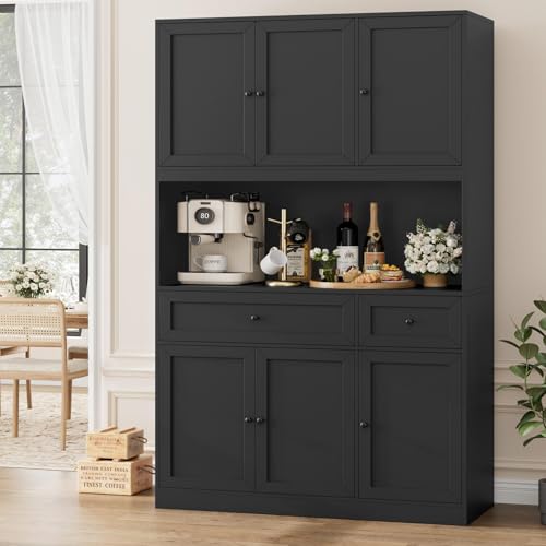 72" Kitchen Pantry Cabinet Microwave Stand