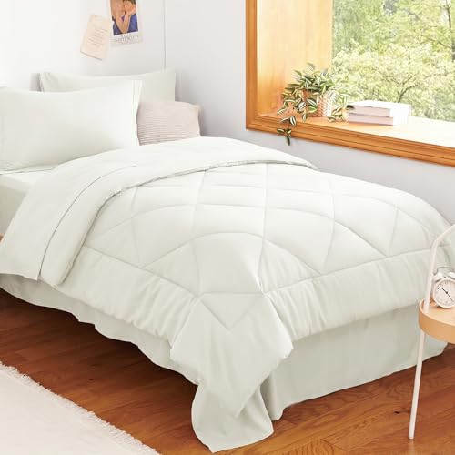 Twin XL Comforter Set with Sheets Ivory