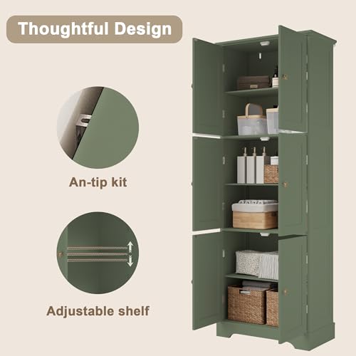 63.2" Tall Bathroom Storage Cabinet with 6 Doors