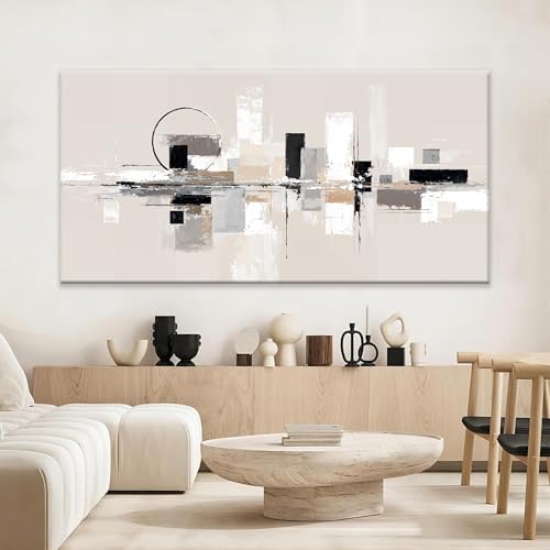 Large Abstract Wall Art For Living Room Painting Black White Wall Art Prints Minimalist Grey Brown Abstract Art Modern Canvas Art Wall Decor Picture For Bedroom Office Home Decoration 39" × 78"