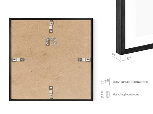 8x8 Black Metal Picture Frames Matted to 4x4 (9 Count)