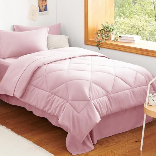 Twin XL Comforter Set with Sheets Pink