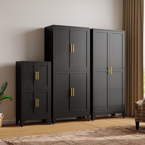47” Black Metal Bathroom Storage Cabinet