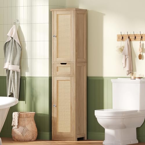 66.9" Tall Bathroom Storage Cabinet with 2 Doors & 1 Drawer