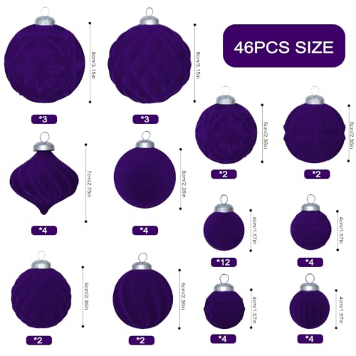 46PCS Velvet Christmas Ball Ornaments Set (46 Count)