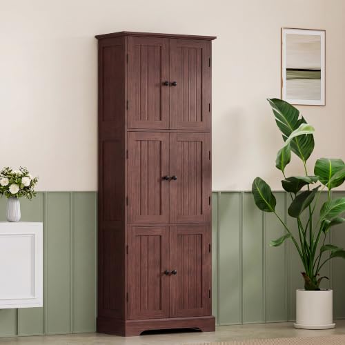 63.2" Tall Bathroom Storage Cabinet with 6 Doors