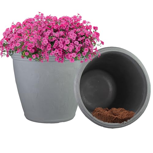 Sunnydaze Anjelica 24'' Large Plastic Planter Pot for Plants (2 Count)