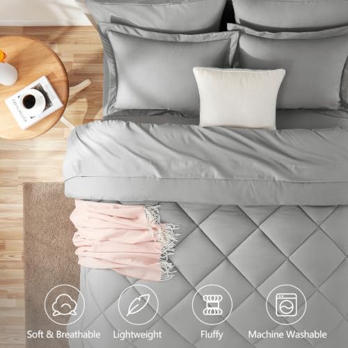 California King Comforter Set Light Grey