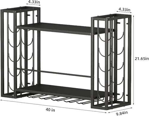 Wall Mounted Wine Rack with Glass Holder