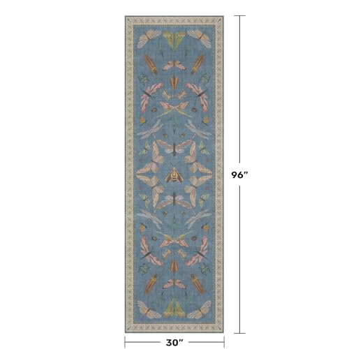 Blue Insect 2'6'' Wide 8' Long Hallway Runner Rug (20 Sq Ft)