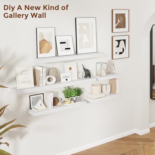 55 Inch Floating Shelves for Wall 8 Inch Deep White Shelves Set of 2 (2 Count)