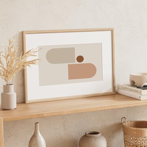 16x24 Poster Frame Set of 4 Natural Solid Oak Photo Frames with 12x18 Removable Mat Wall Hanging Large Handcrafted Frame with HD Plexiglass Wall and Tabletop Display Large Picture Frame (4 Count)