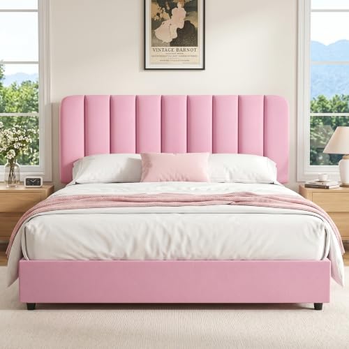 Queen Size Upholstered Bed Frame with 4 Drawers and Headboard