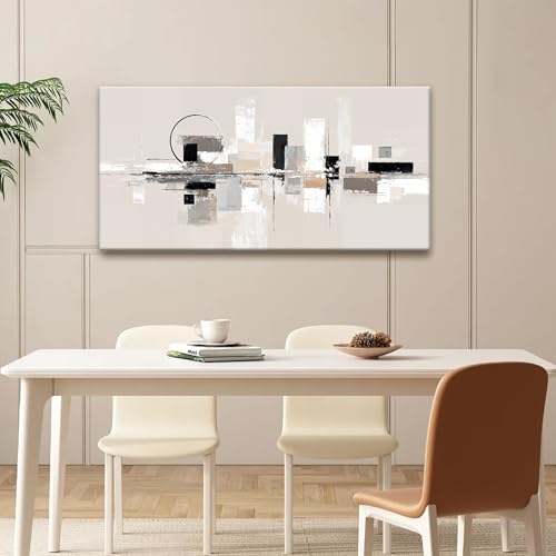 Abstract Canvas Art Wall Decor Black White Wall Art Painting Abstract Wall Decor Prints Grey Brown Minimalist Artwork Picture For Bedroom Kitchen Office Bathroom Home Wall Decoration 20" × 40"