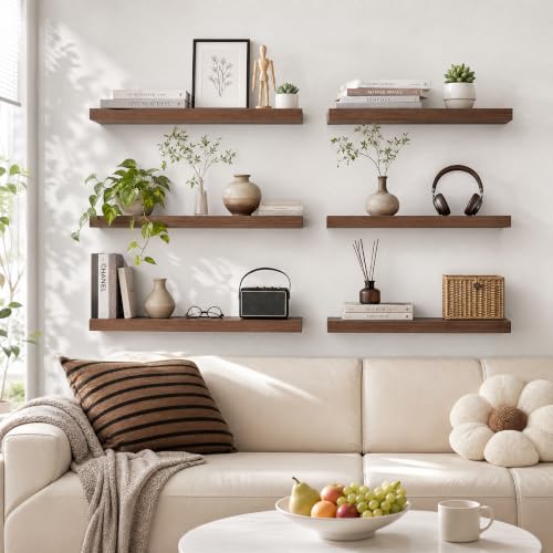 Floating Shelves 23.6" W x 9.3" D Walnut Set of 2