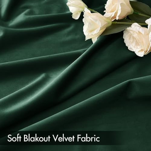 Emerald Green Blackout Velvet Curtains Drapes 84 Inch Long 52"x84" (2 Count)