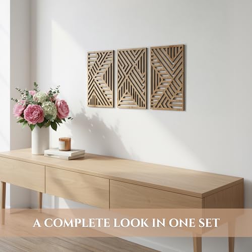 Modern Wooden Wall Sculptures (3 Count)