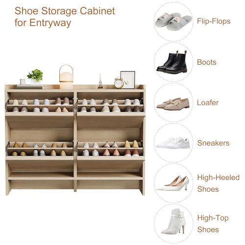 Shoe Cabinet with 4 Flip Drawers